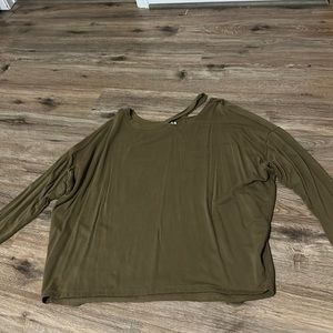 Green Slit Shoulder Sweater